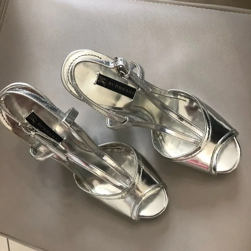 Burberry metallic  platform heels sandals 10.5 - Picture 2 of 8